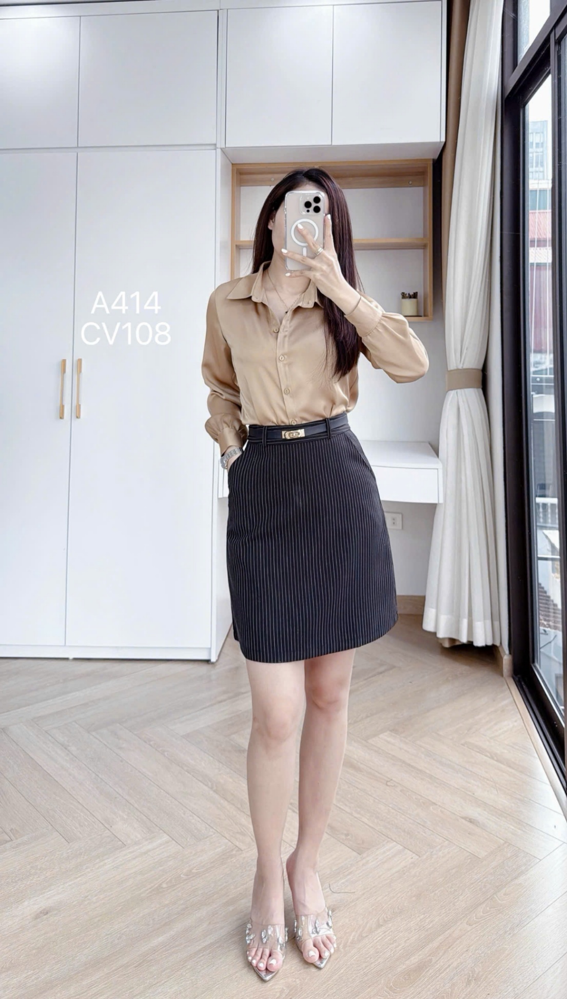 CV108 Chân váy kẻ A ngắn 45cm