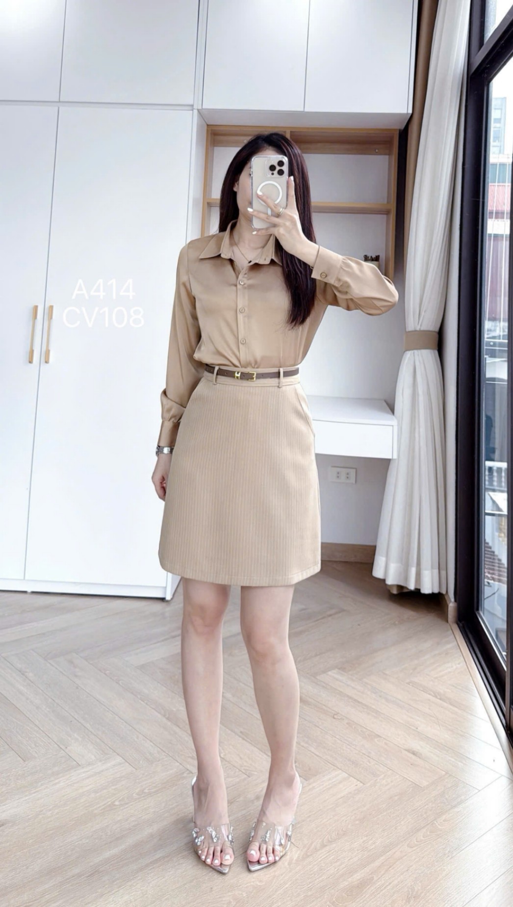 CV108 Chân váy kẻ A ngắn 45cm
