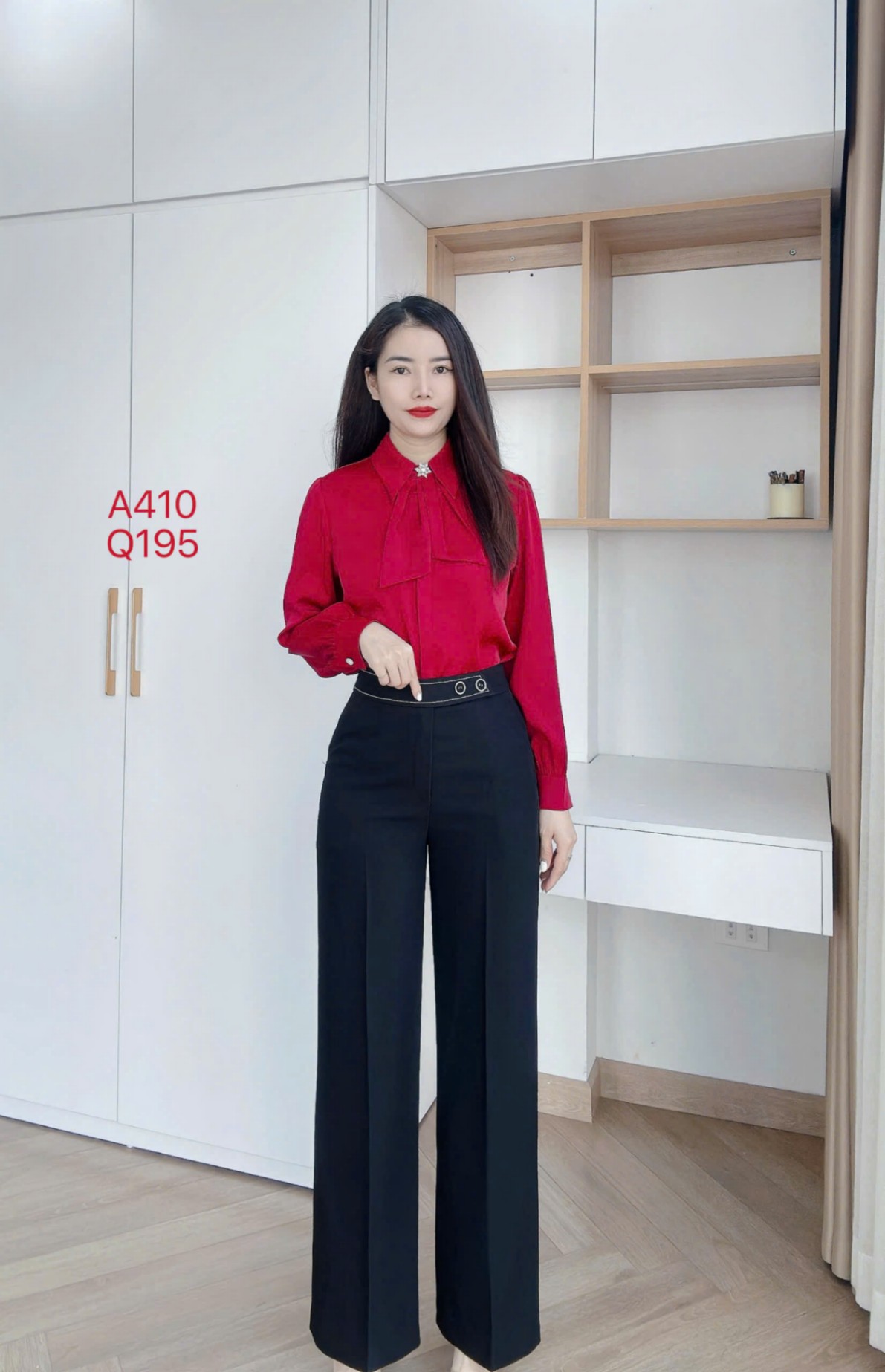 Q195 quần xuông 2 cúc viền chỉ