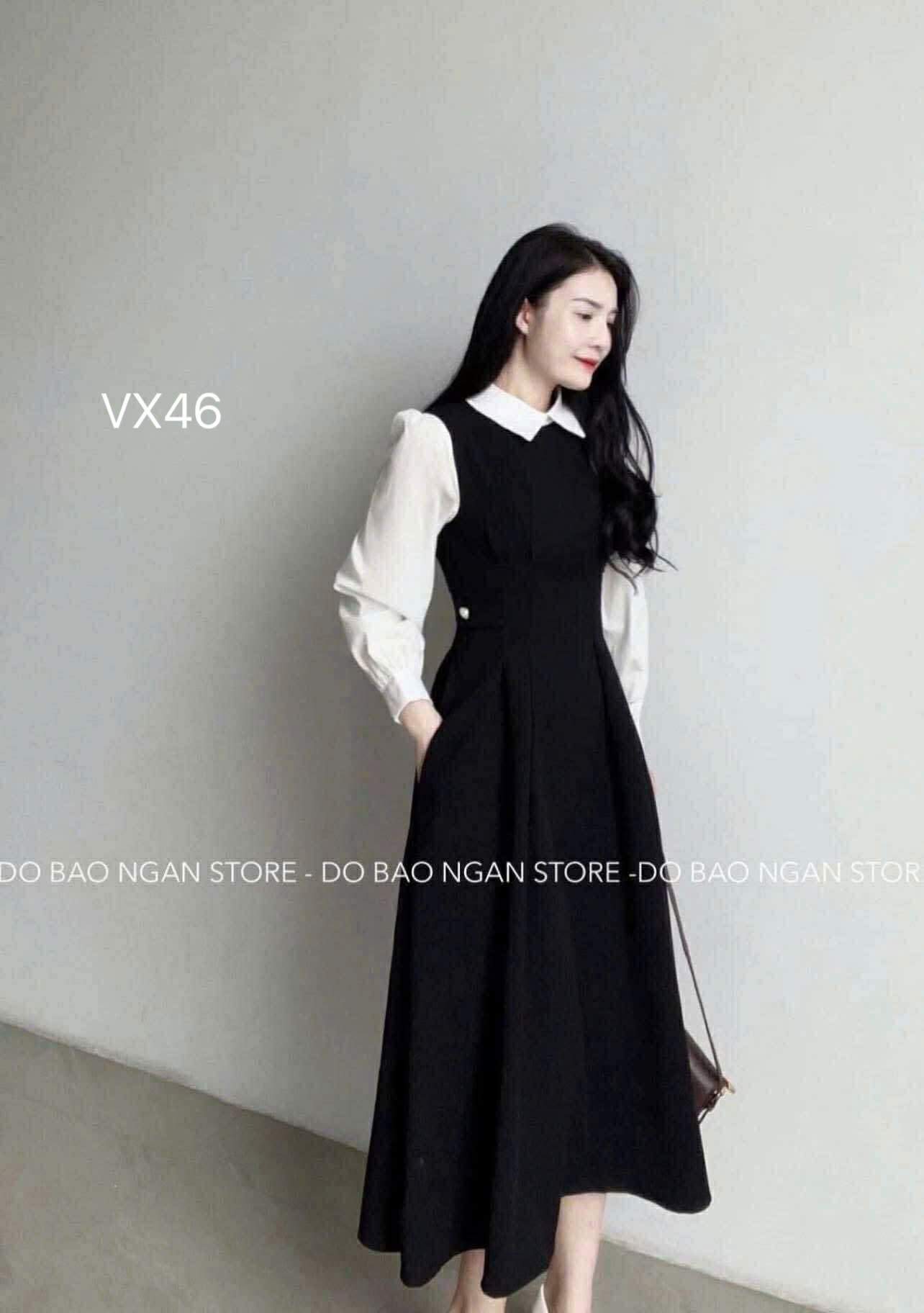 VX46 váy ly eo cổ đức