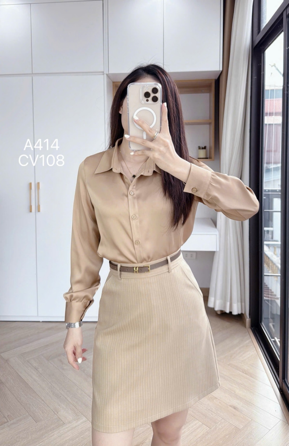 CV108 Chân váy kẻ A ngắn 45cm