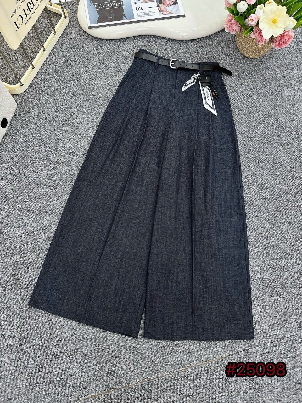 Q25098 quần giả bò đai da