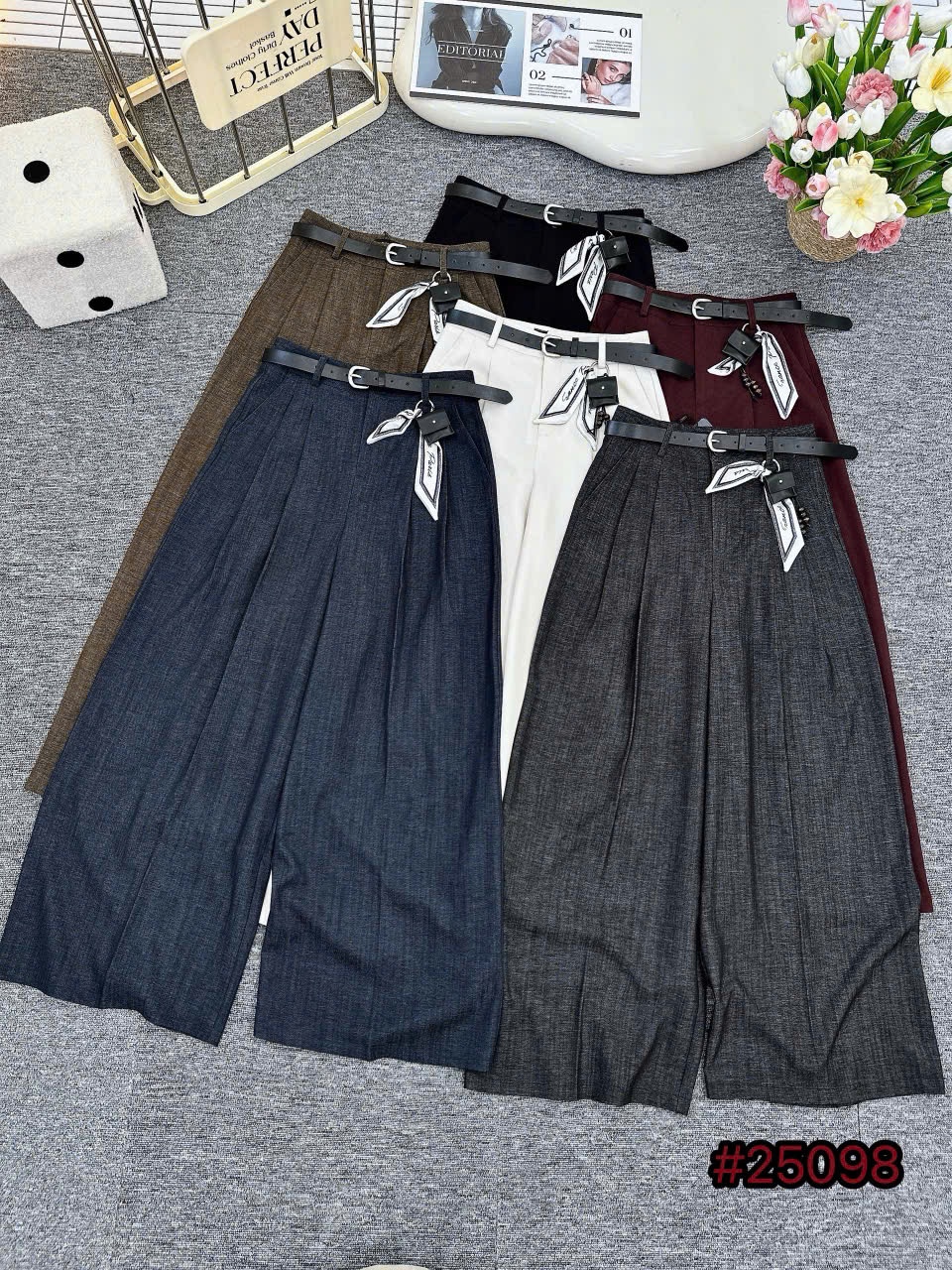 Q25098 quần giả bò đai da