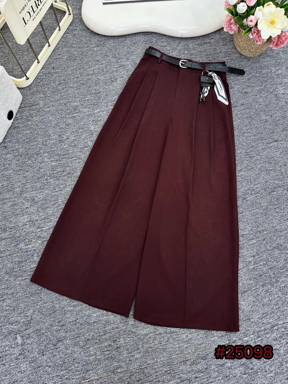 Q25098 quần giả bò đai da