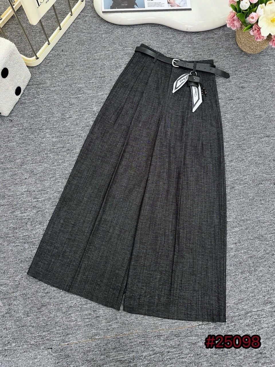 Q25098 quần giả bò đai da