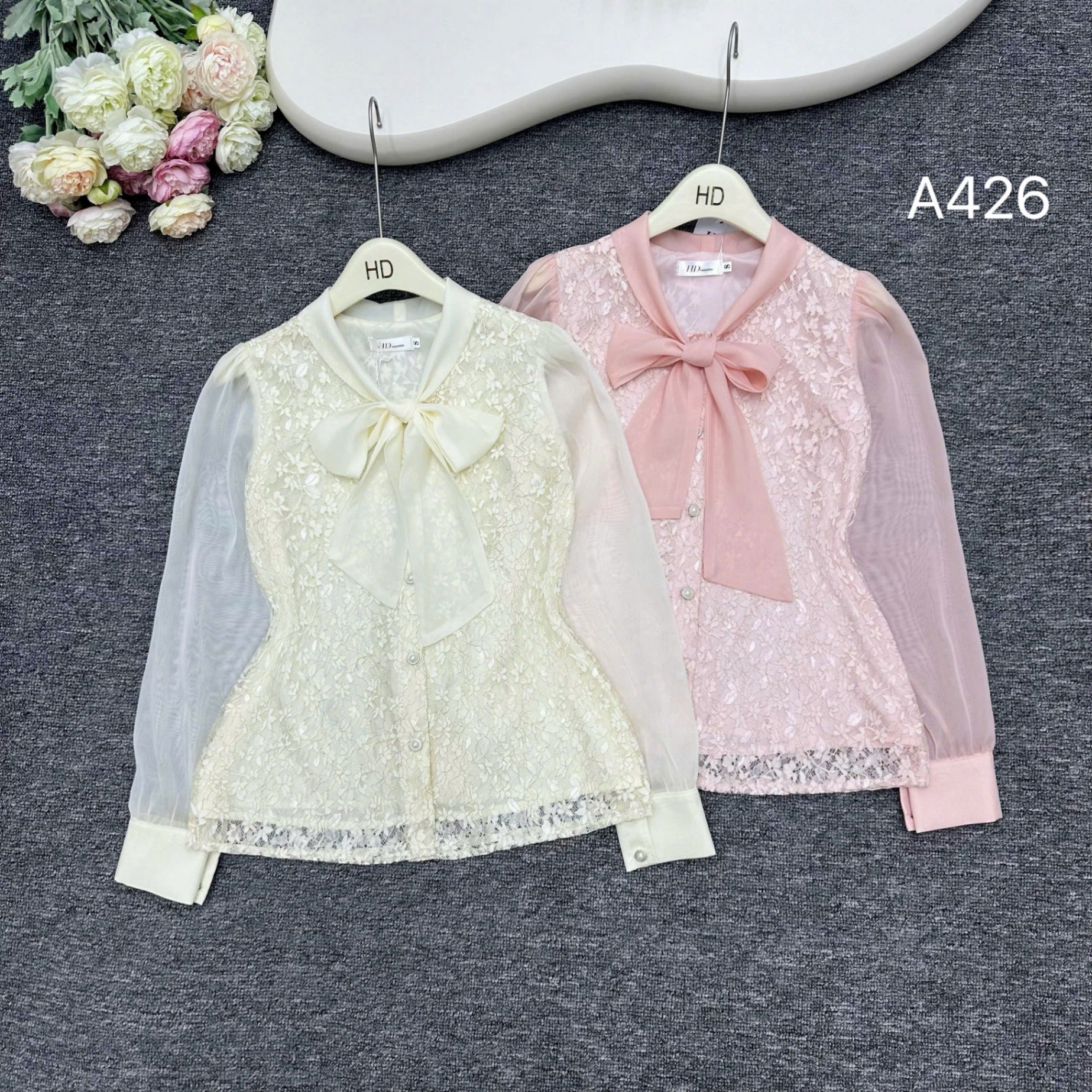 A426 áo ren cổ nơ