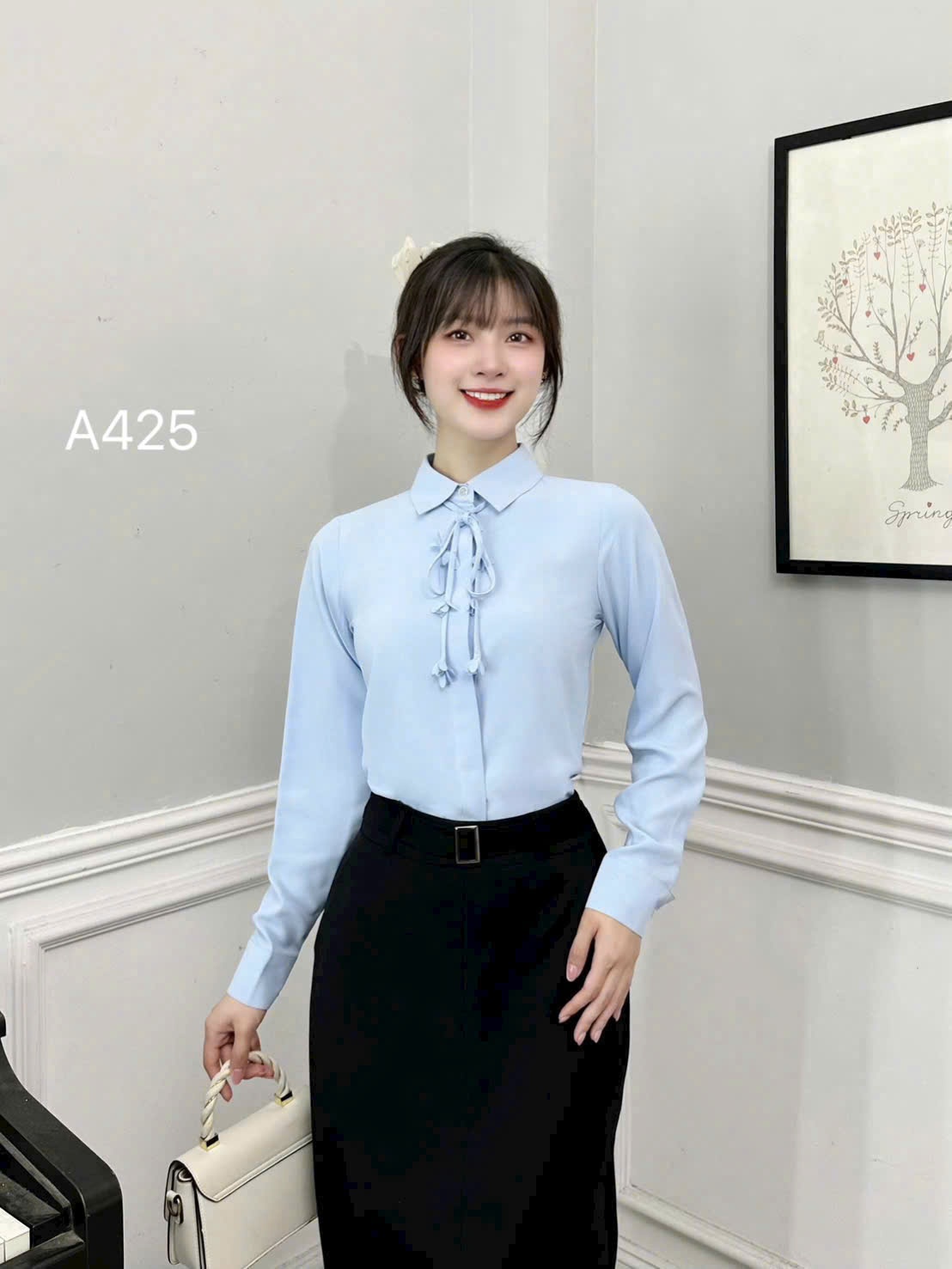 A425 áo cổ đức dây hoa