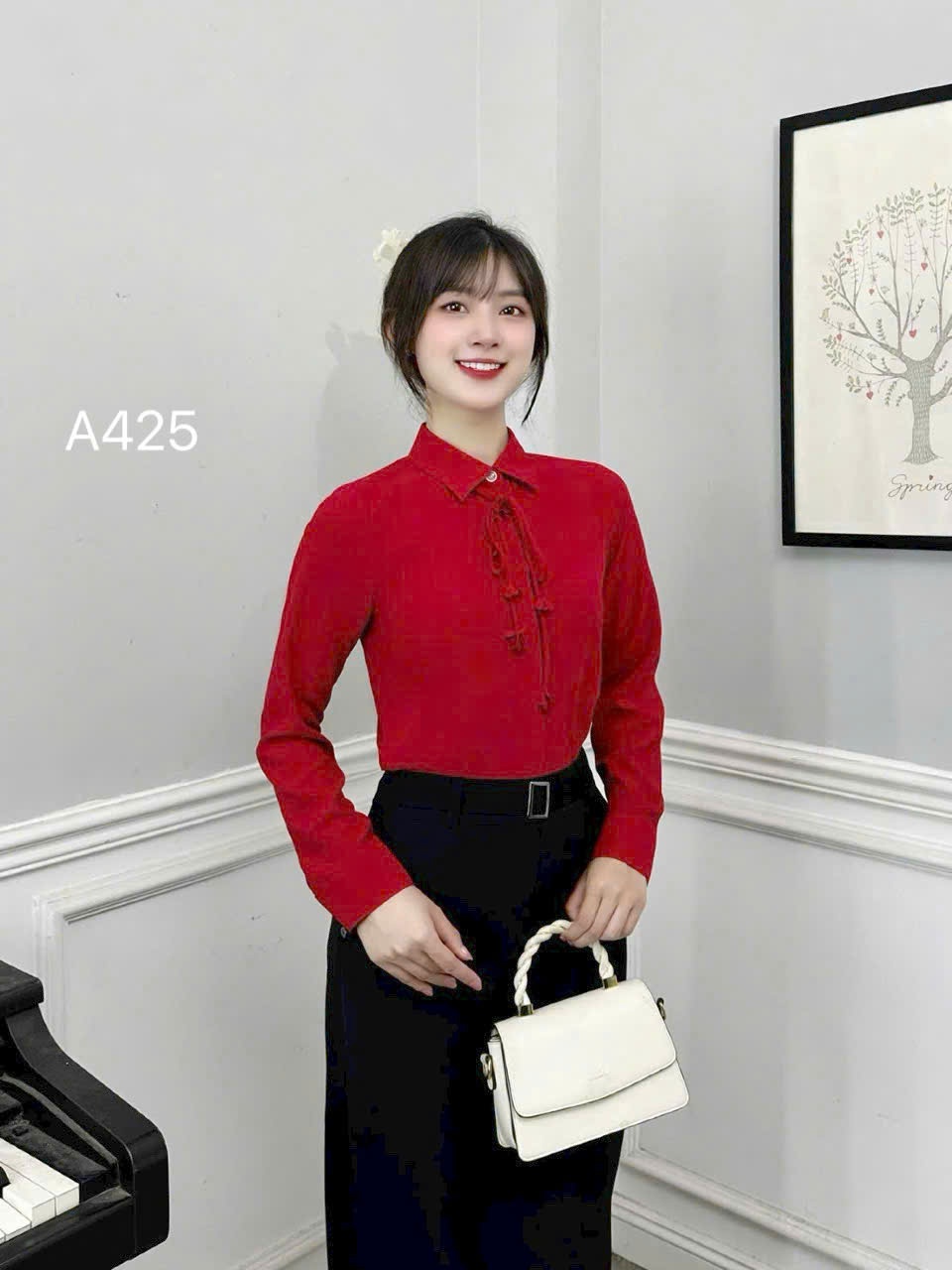 A425 áo cổ đức dây hoa