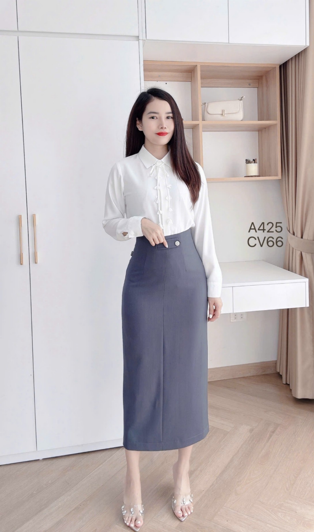 A425 áo cổ đức dây hoa