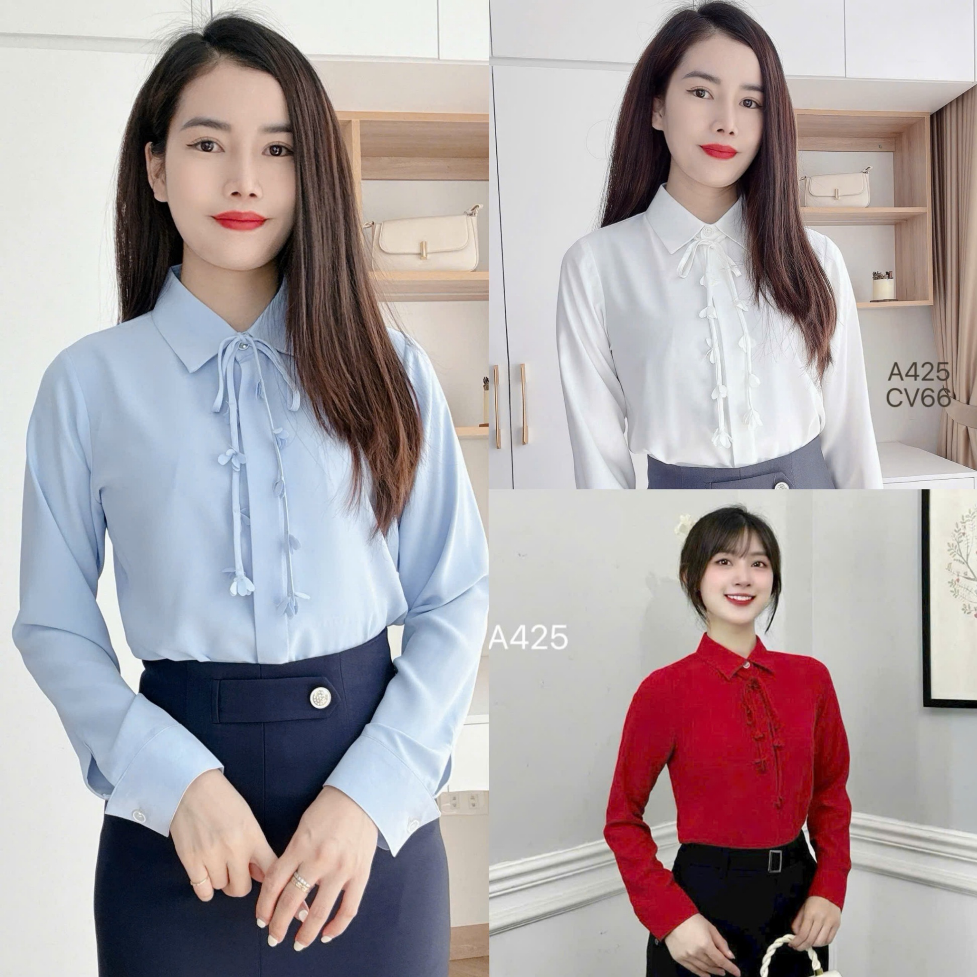 A425 áo cổ đức dây hoa