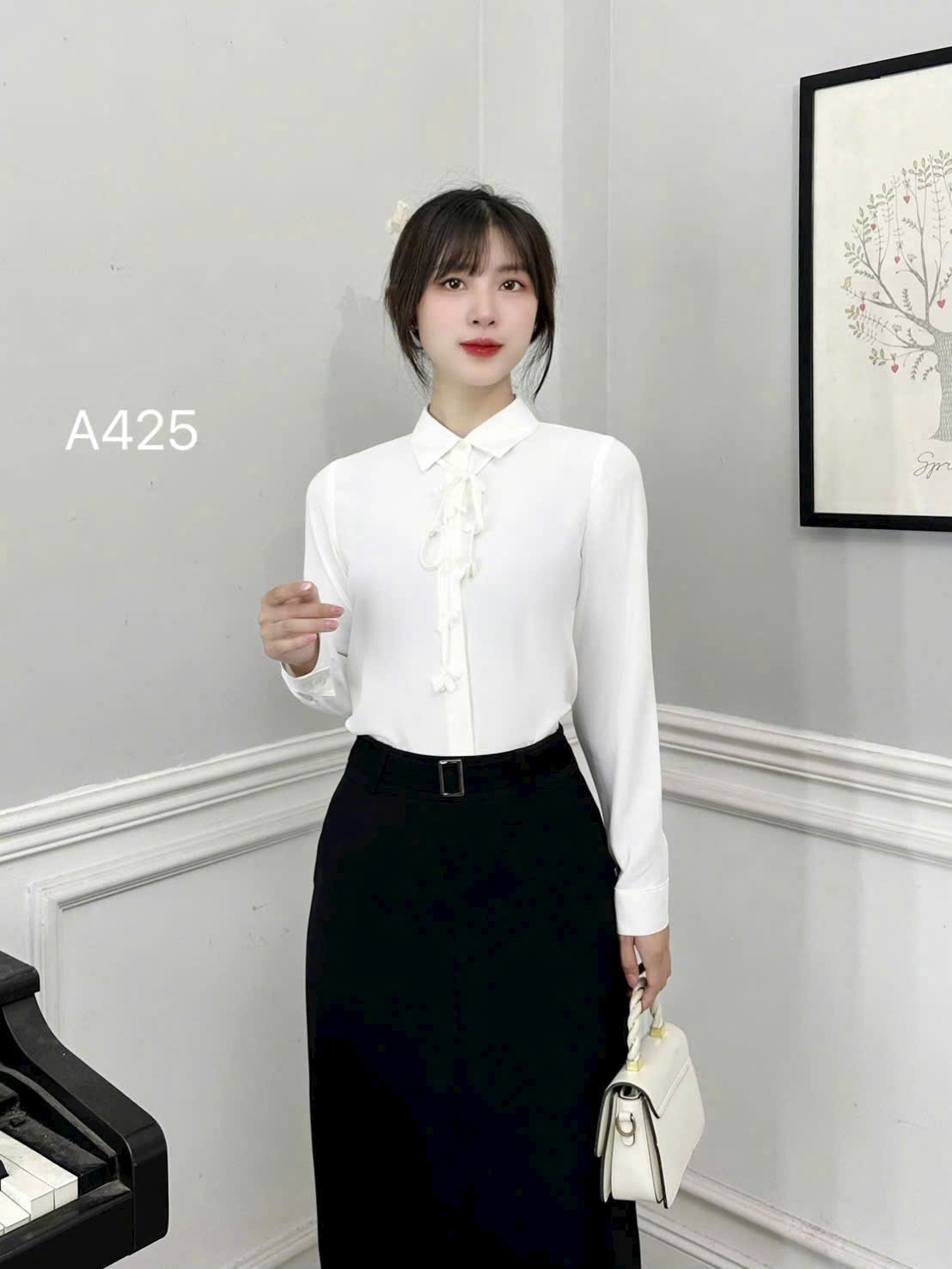 A425 áo cổ đức dây hoa