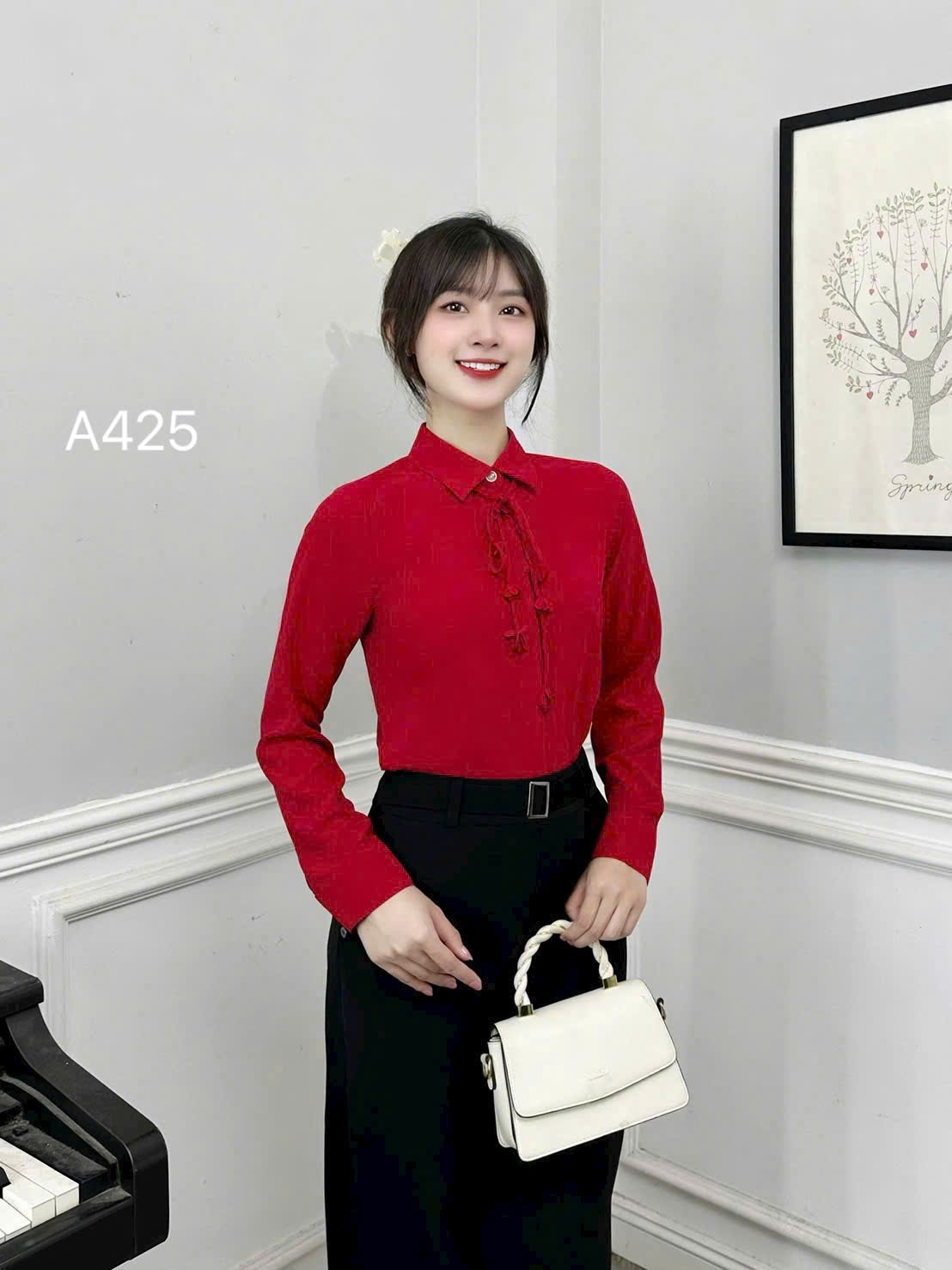 A425 áo cổ đức dây hoa