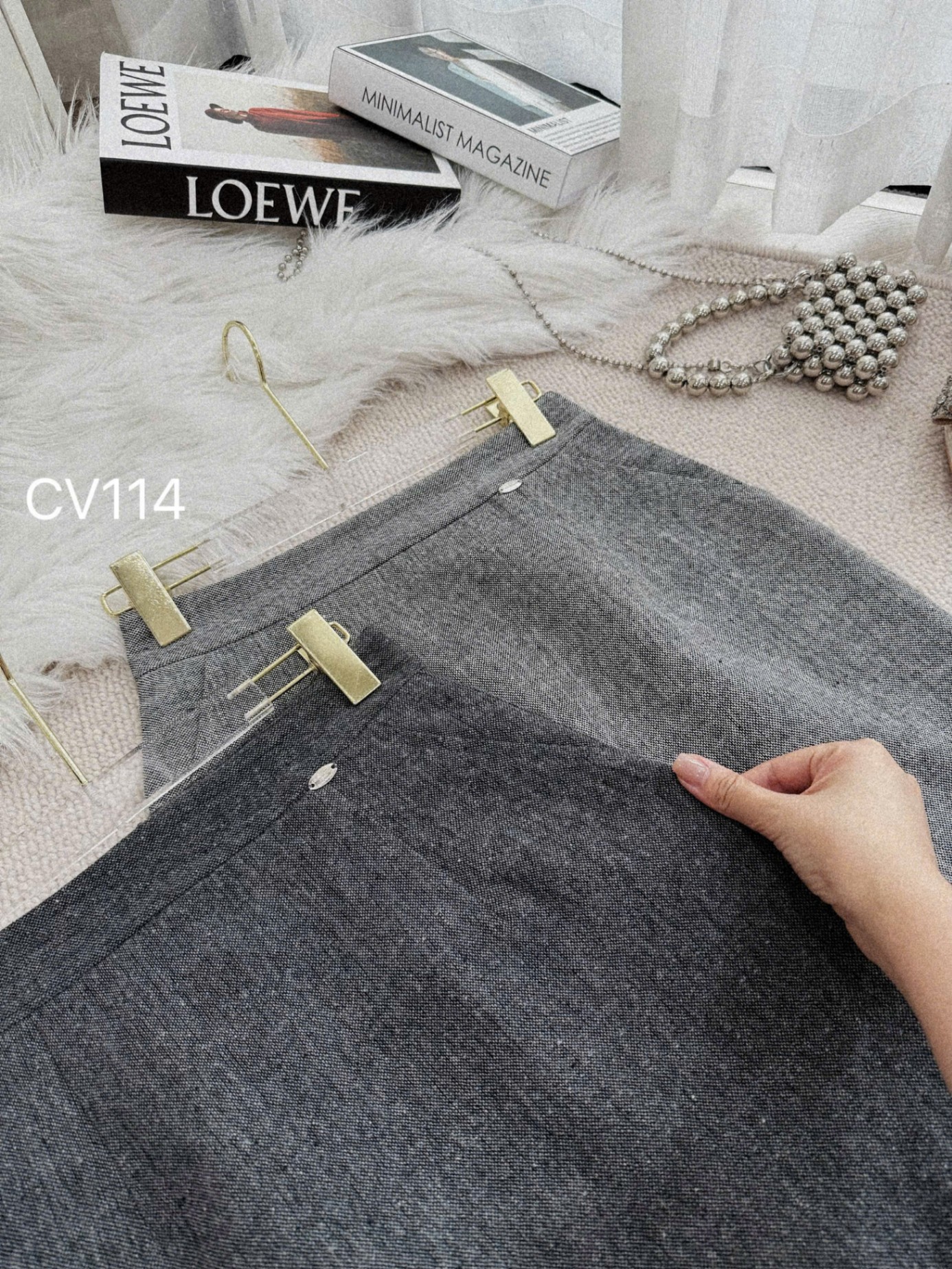 CV114 chân váy dạ text dài 85cm