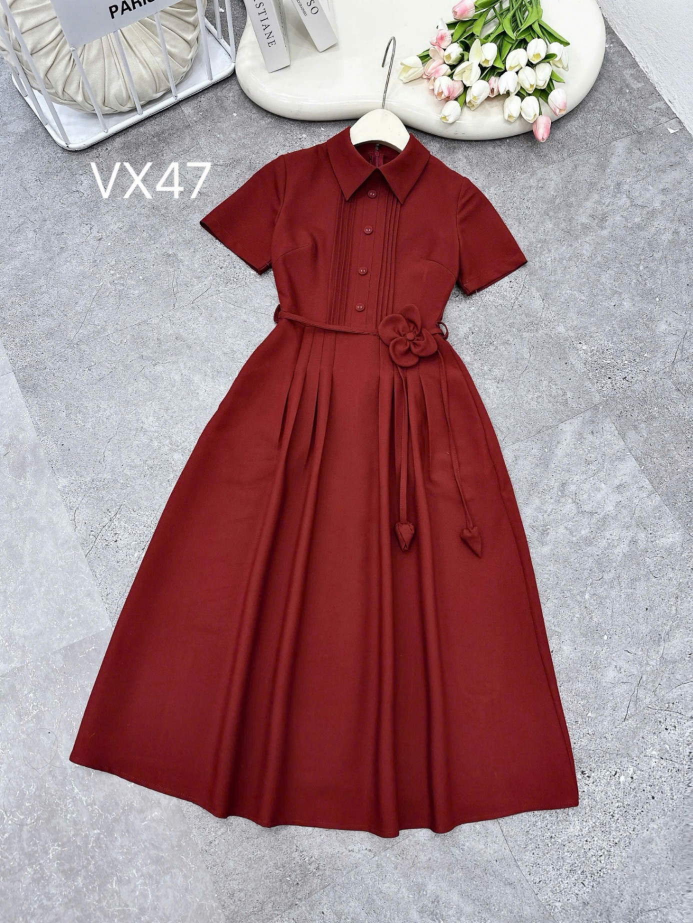 VX47 váy ly ngực dây hoa