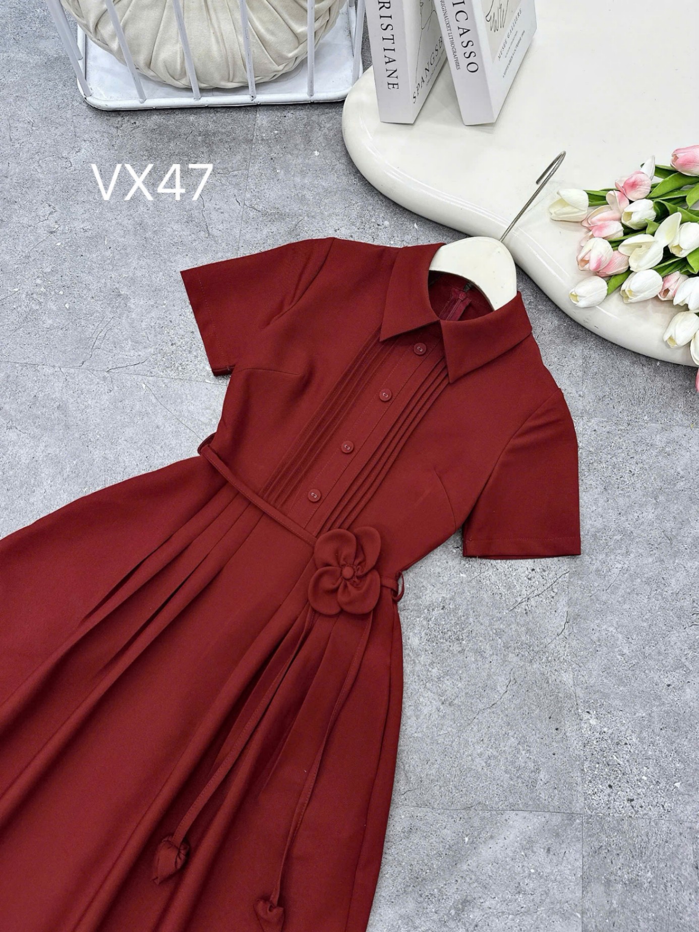 VX47 váy ly ngực dây hoa