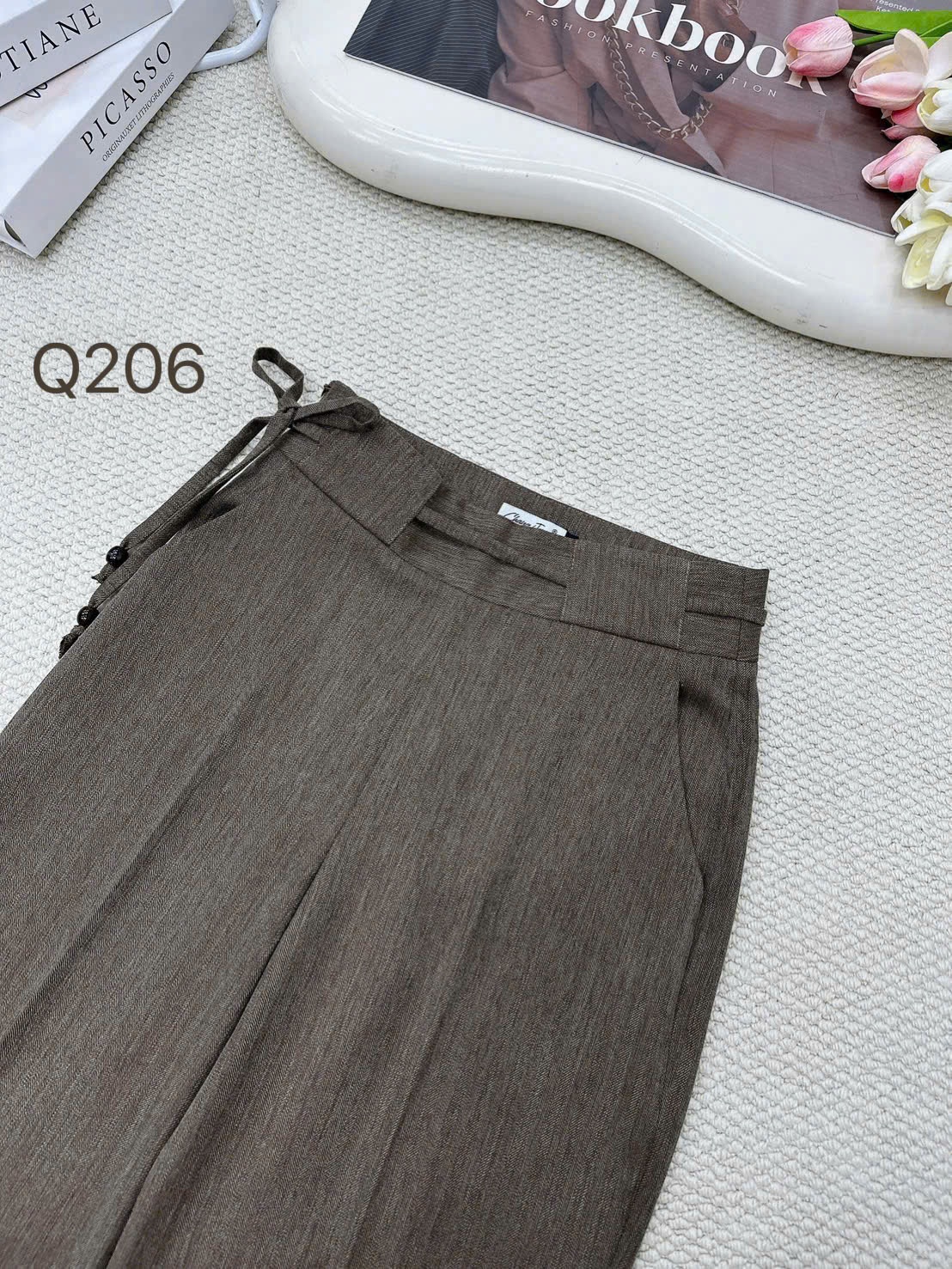 Q206 quần xuông khóa sườn dây nơ