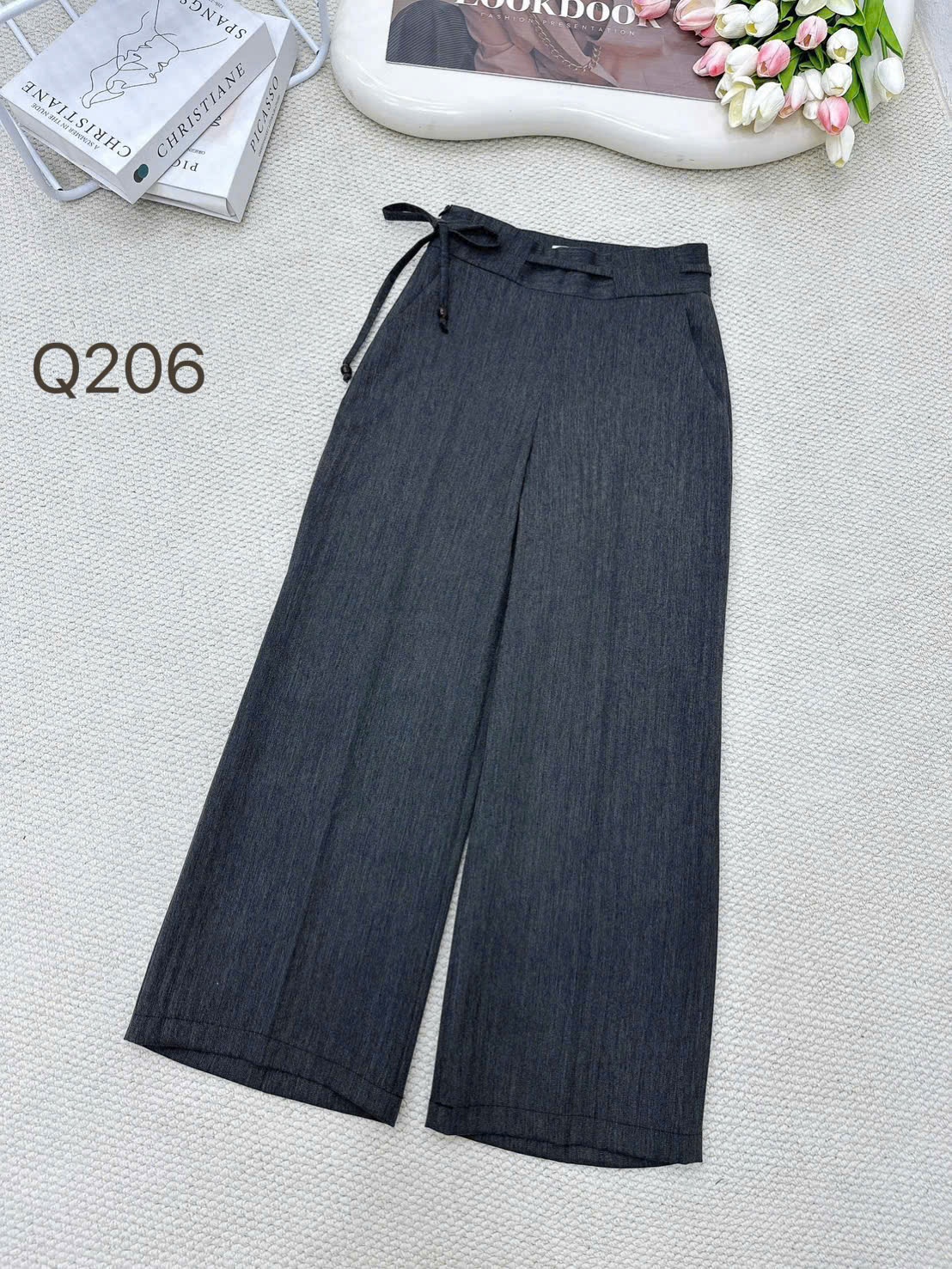 Q206 quần xuông khóa sườn dây nơ