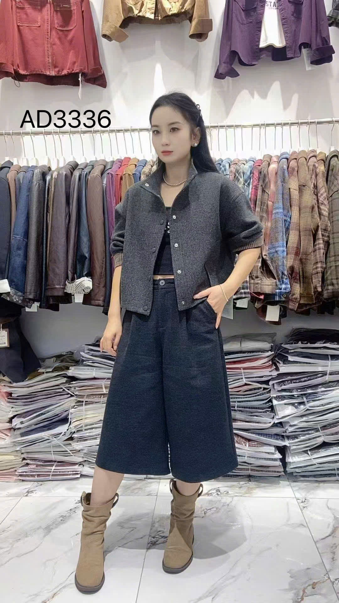 AD3336 áo dạ tay kẻ