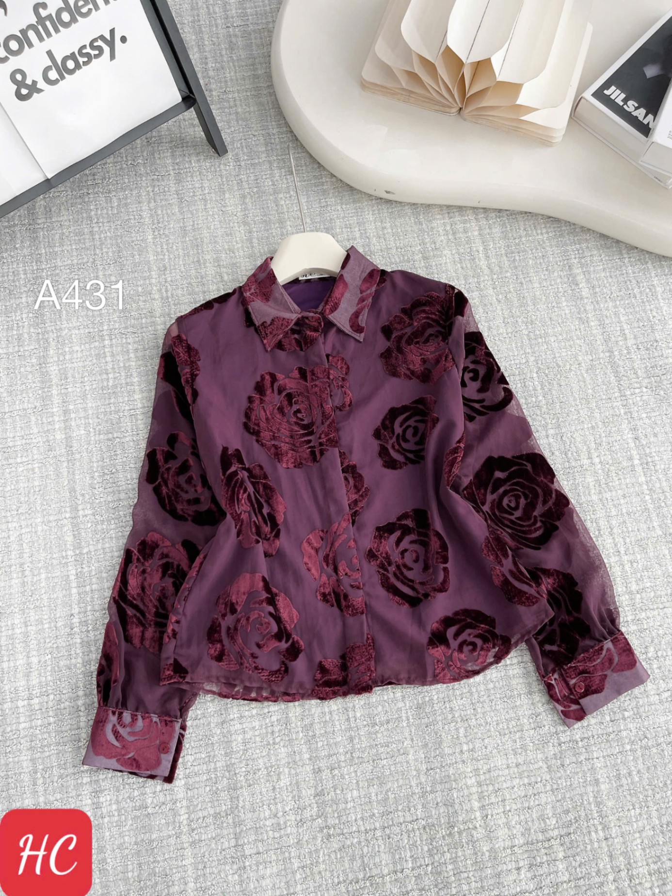 A431 áo hoa nhung 2 lớp