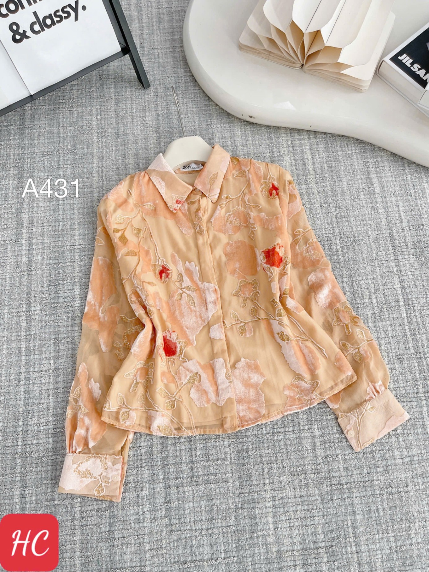 A431 áo hoa nhung 2 lớp