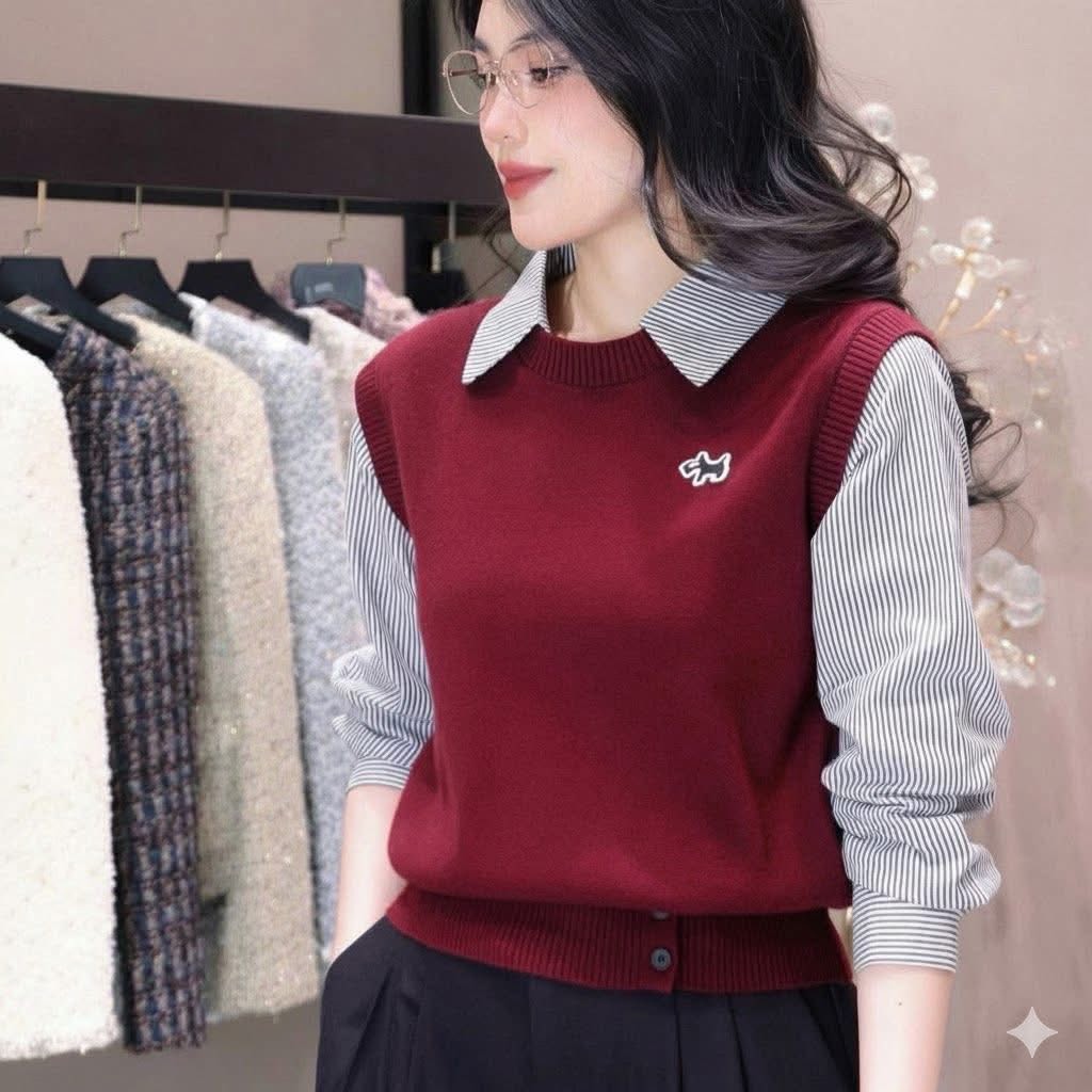 AL5 Áo len phối sơ mi liền