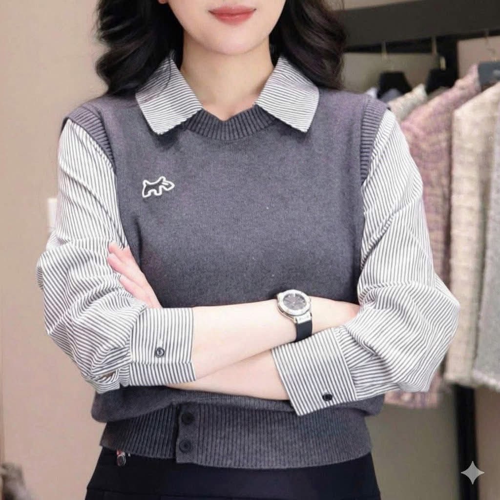 AL5 Áo len phối sơ mi liền