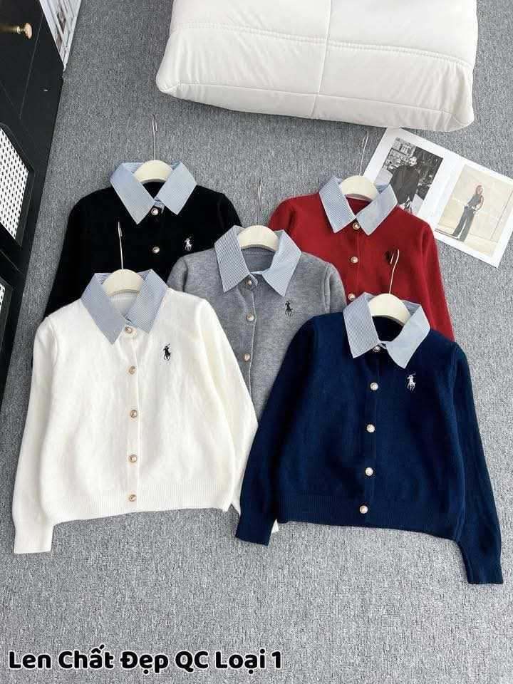 AL6 Áo len QCCC phối cổ sơ mi thêu ngựa