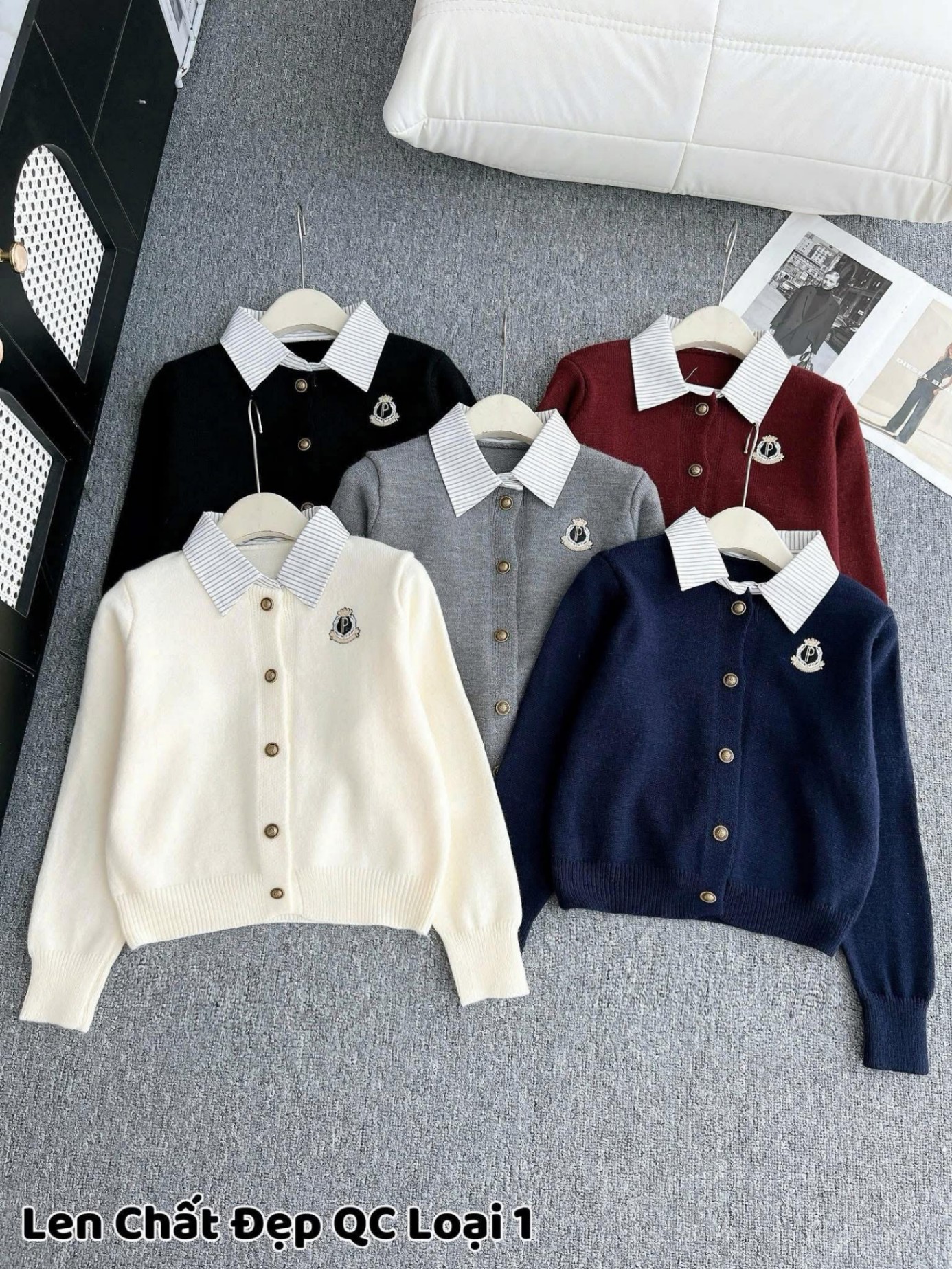 AL7 Áo len QCCC phố cổ sơ mi tag ngực
