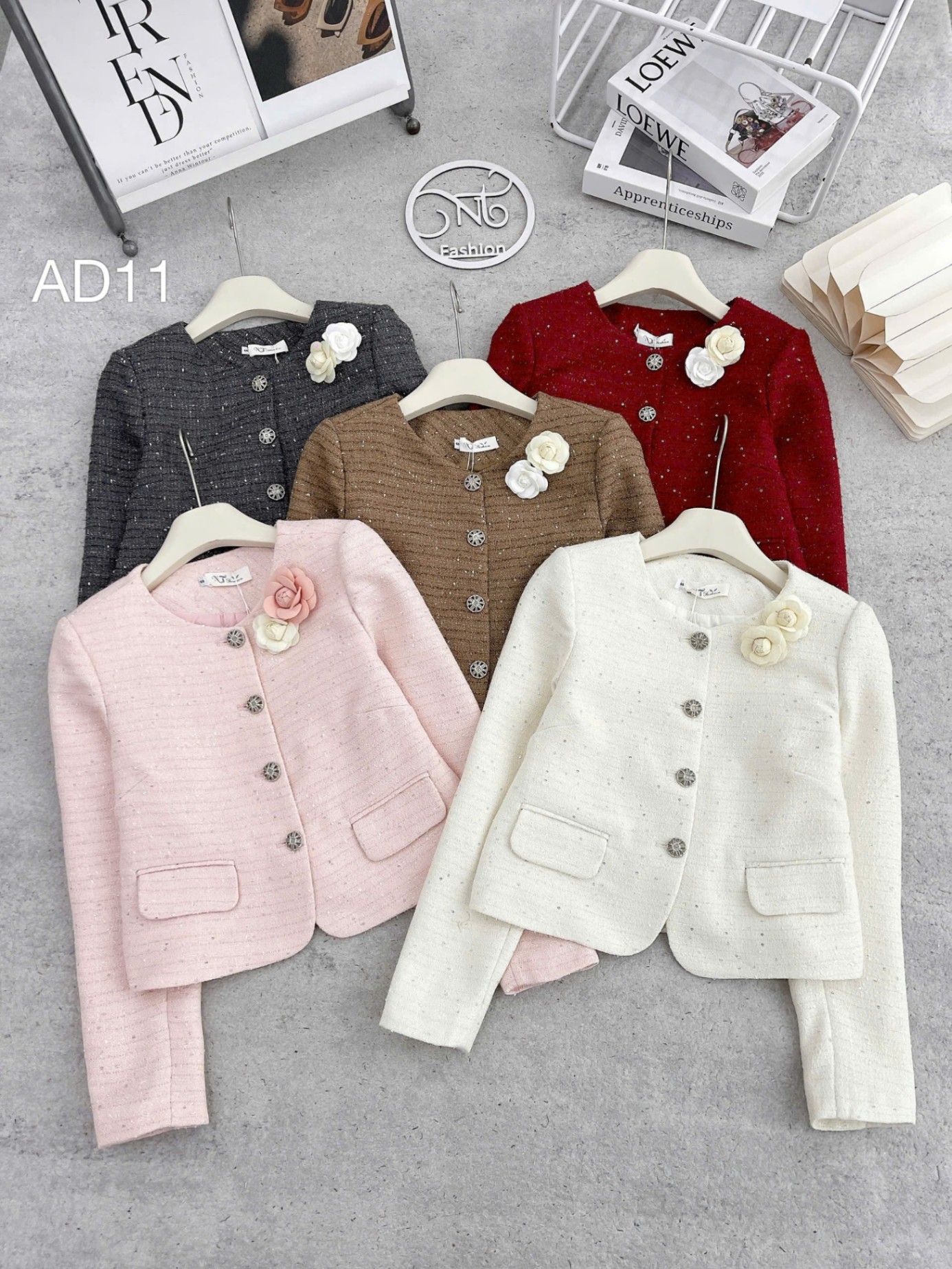 AD11 áo dạ 2 hoa trà