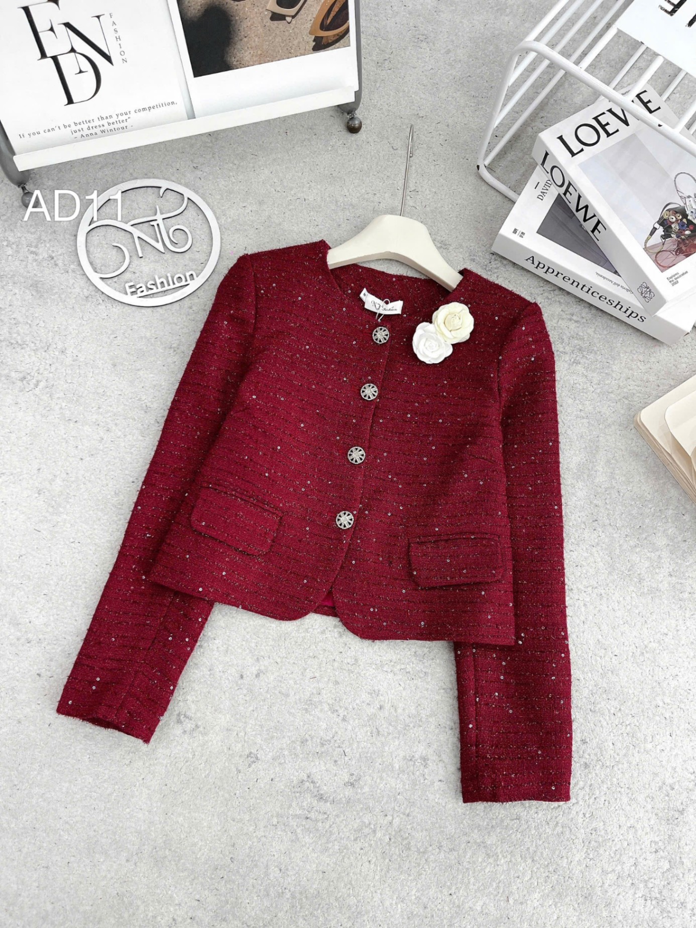 AD11 áo dạ 2 hoa trà