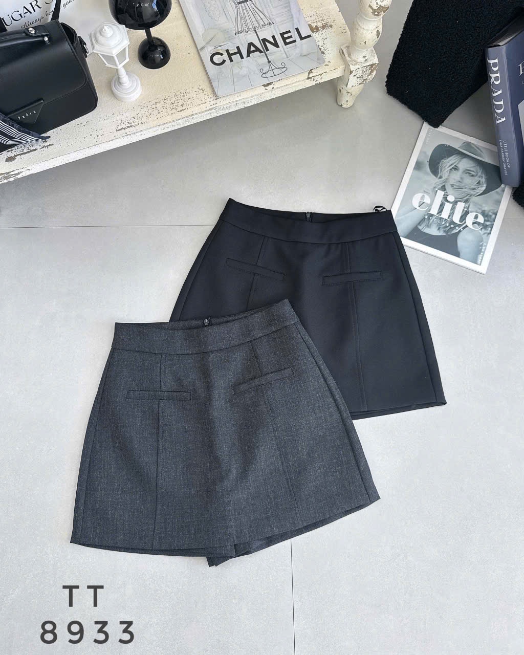 Q8933 Quần váy 2 túi cơi