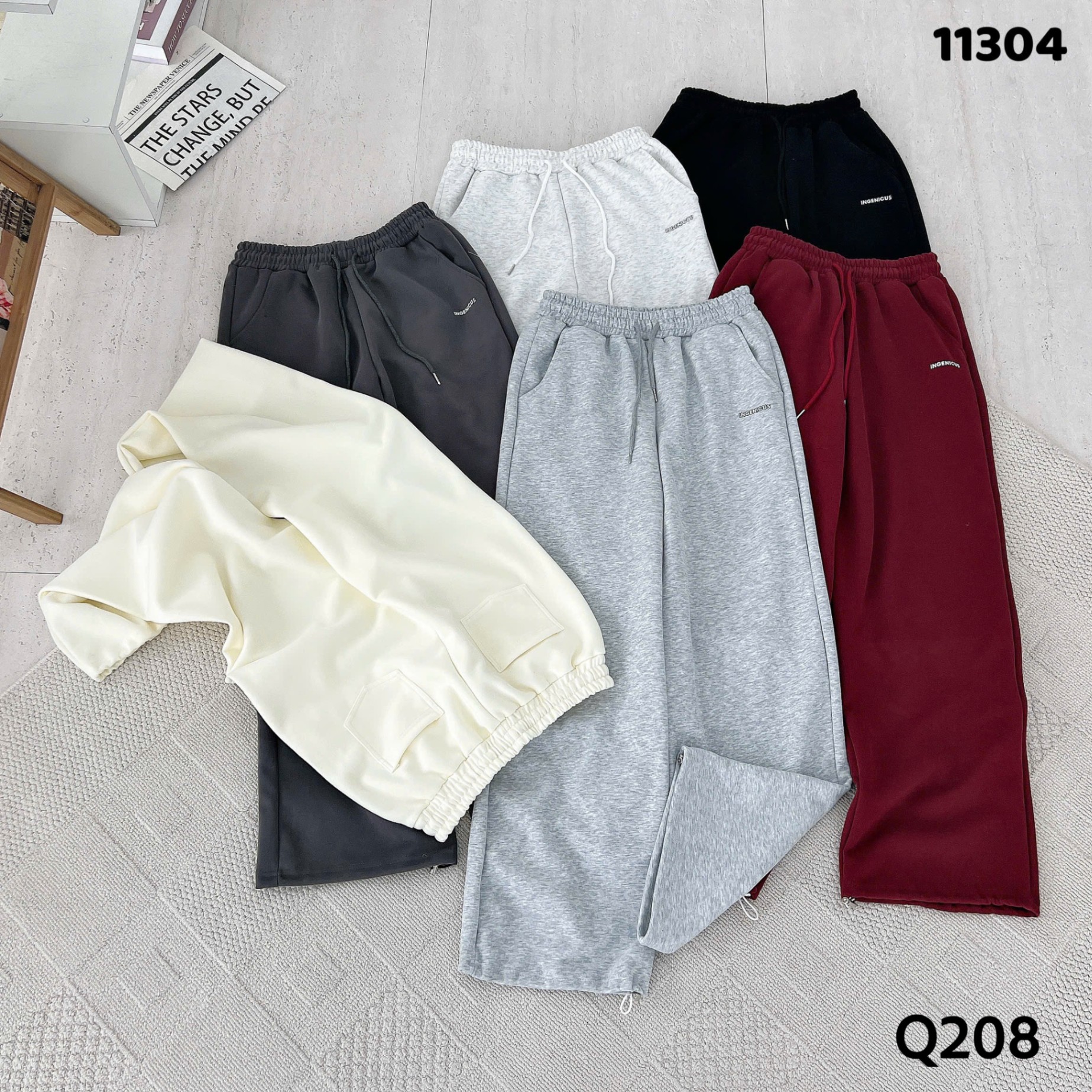 Q208 Quần nỉ xuông chữ in
