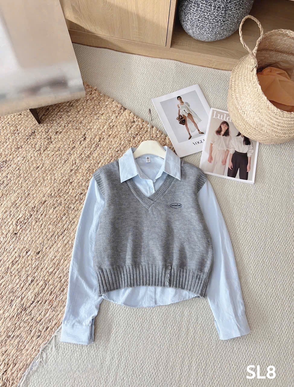 SL8 Sét len gile chữ thêu ngực
