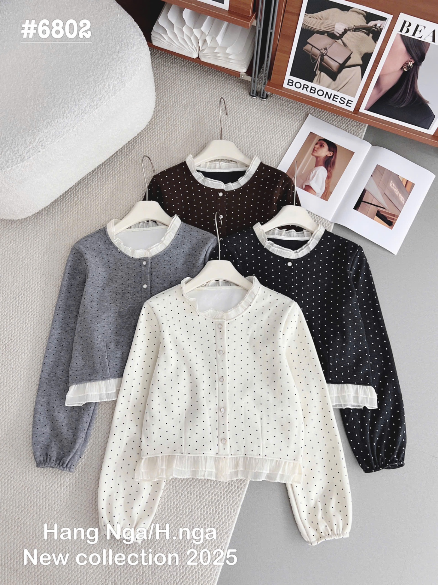 AL6802 Áo nỉ chấm bi