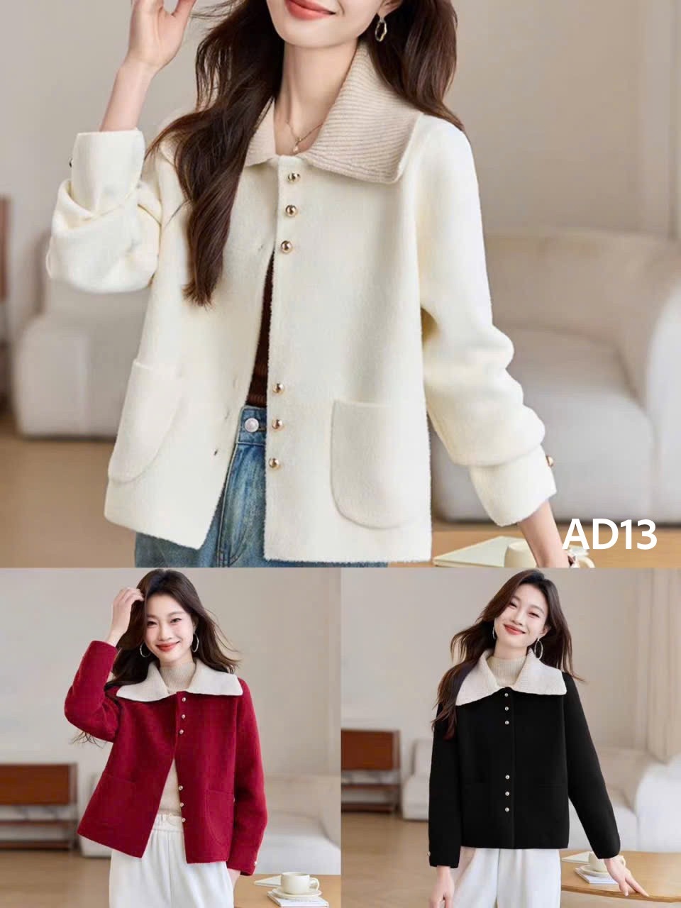 AD13 Áo dạ lông cổ len