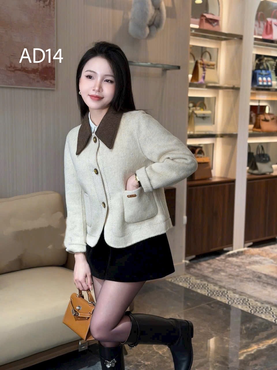 AD14 Áo dạ cổ phối hai túi
