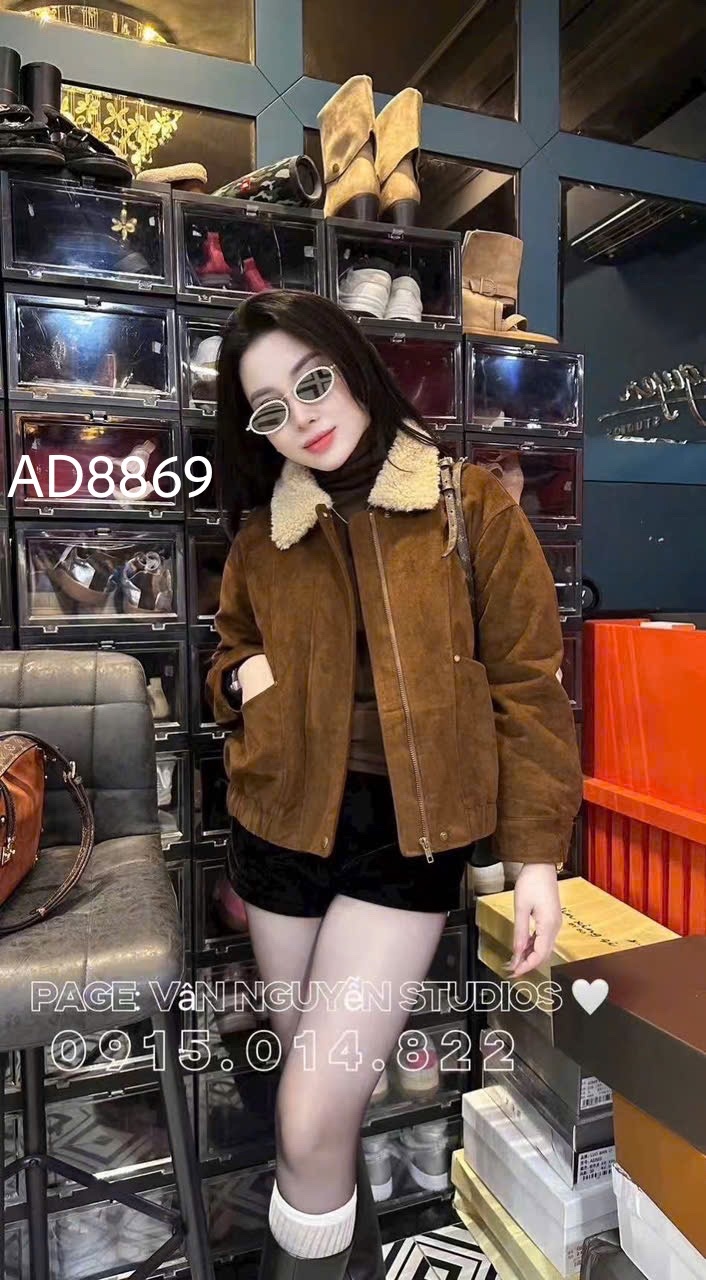 AD8869 Áo da lộn QCCC phối cổ bông