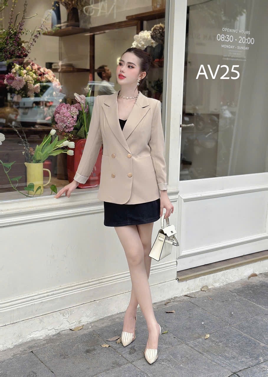AV25 Áo vest cổ liền cúc lớn