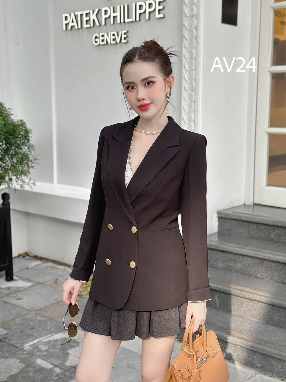 AV24 Áo vest cúc tròn cổ vếch
