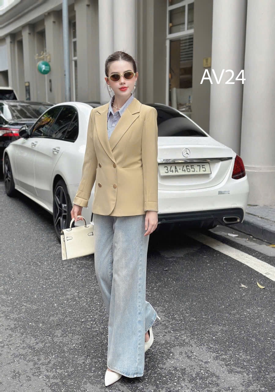AV24 Áo vest cúc tròn cổ vếch