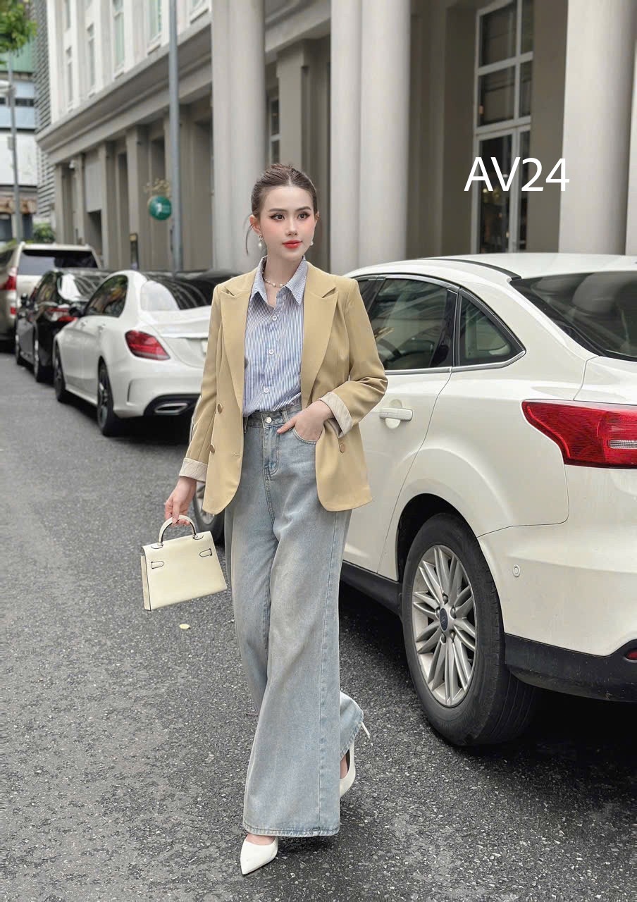 AV24 Áo vest cúc tròn cổ vếch
