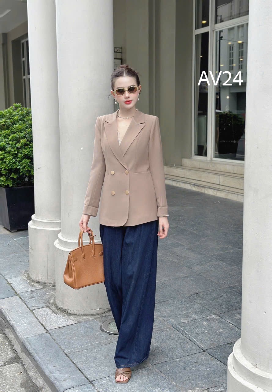 AV24 Áo vest cúc tròn cổ vếch