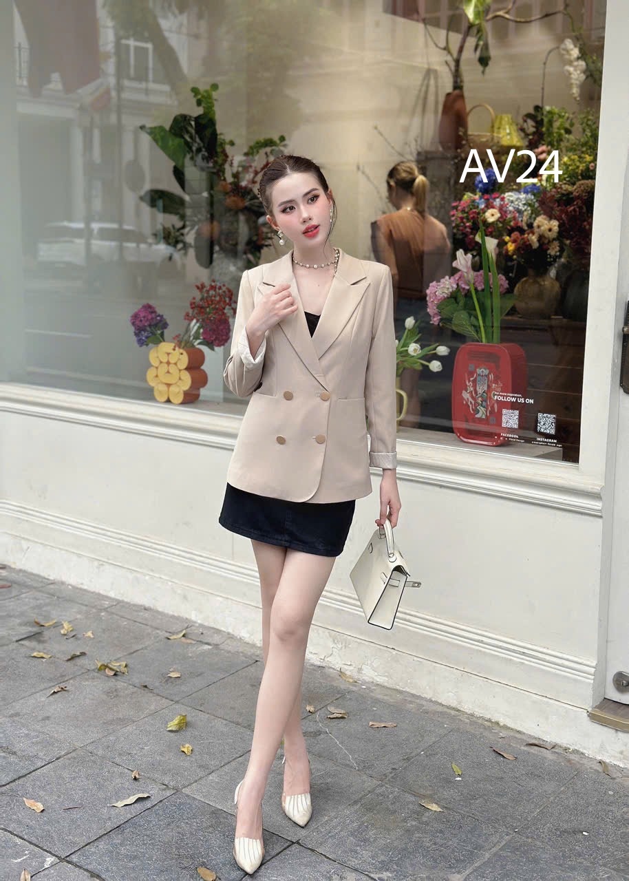 AV24 Áo vest cúc tròn cổ vếch