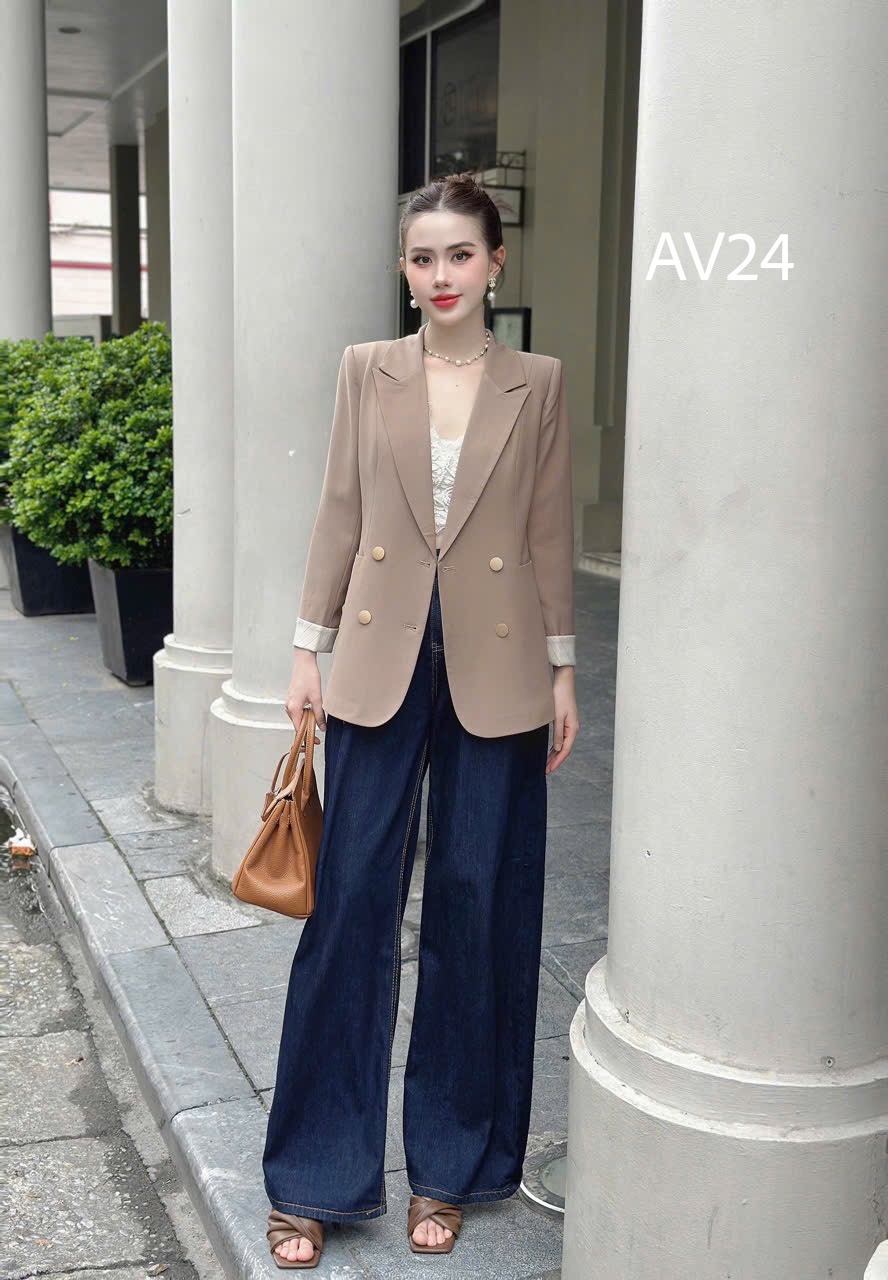 AV24 Áo vest cúc tròn cổ vếch