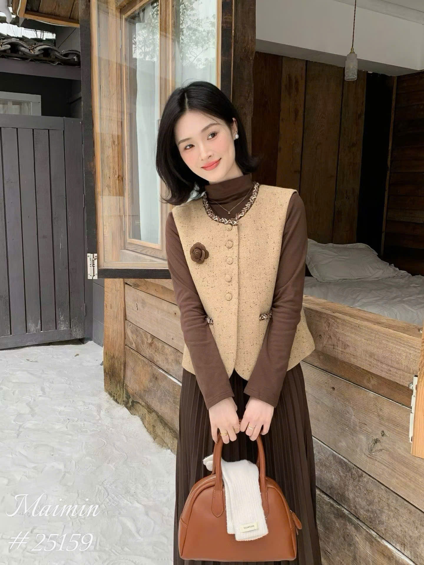 SD01 Set áo dạ gile cv xếp ly