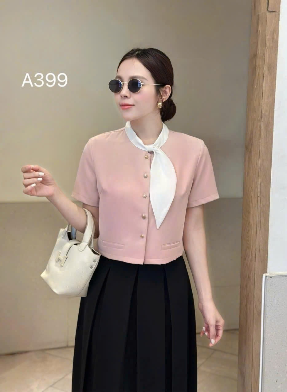 A399 Áo kí giả cổ lá trắng