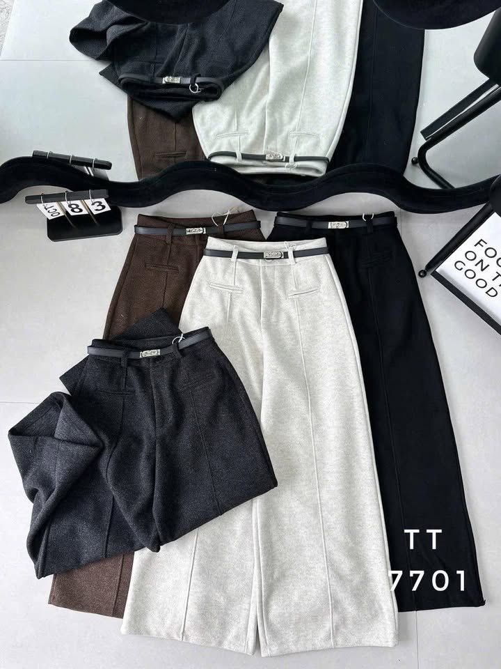 Q7701 Quần xuông dạ túi cơi 97cm