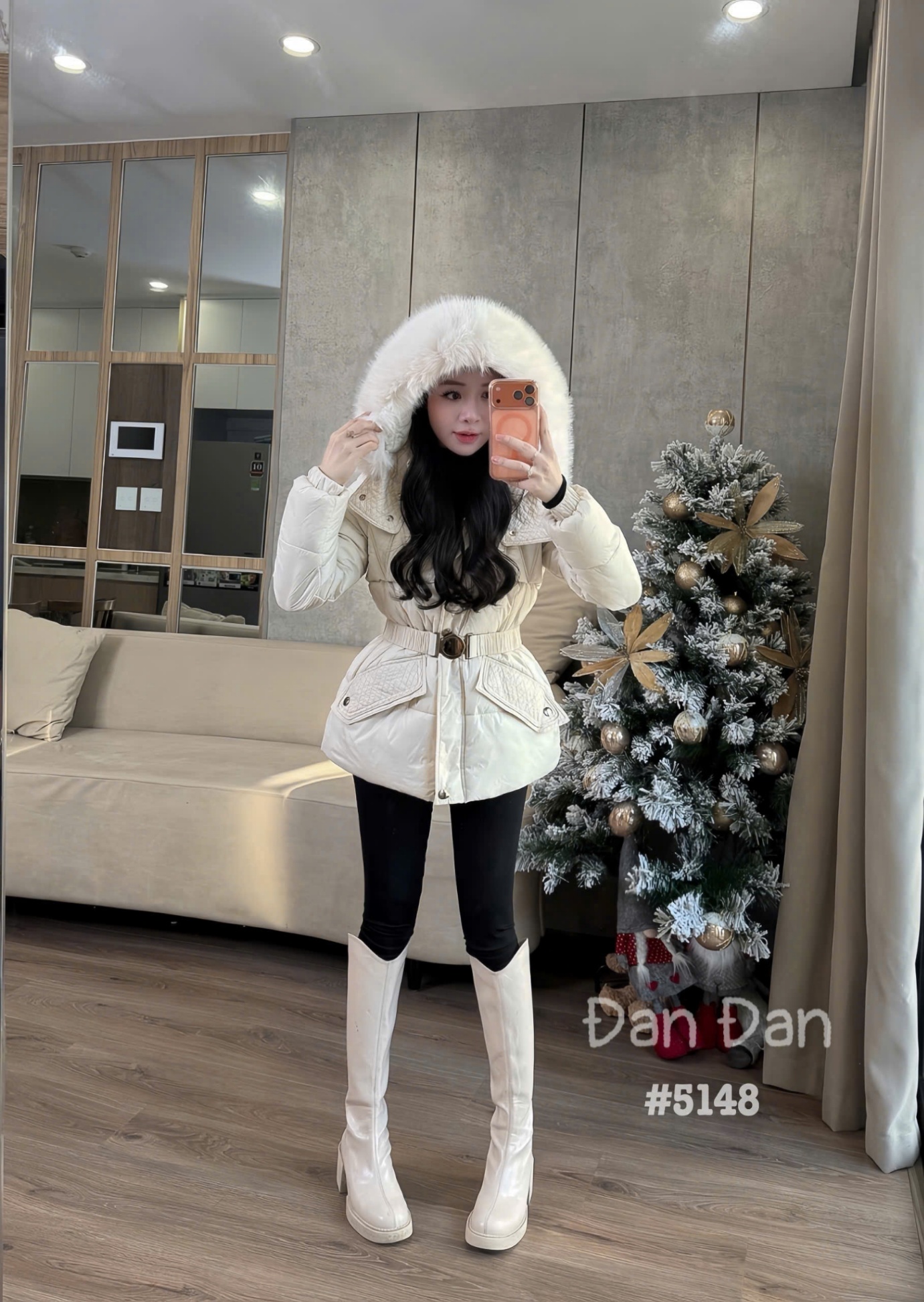 AP5148 Áo phao đai eo mũ lông