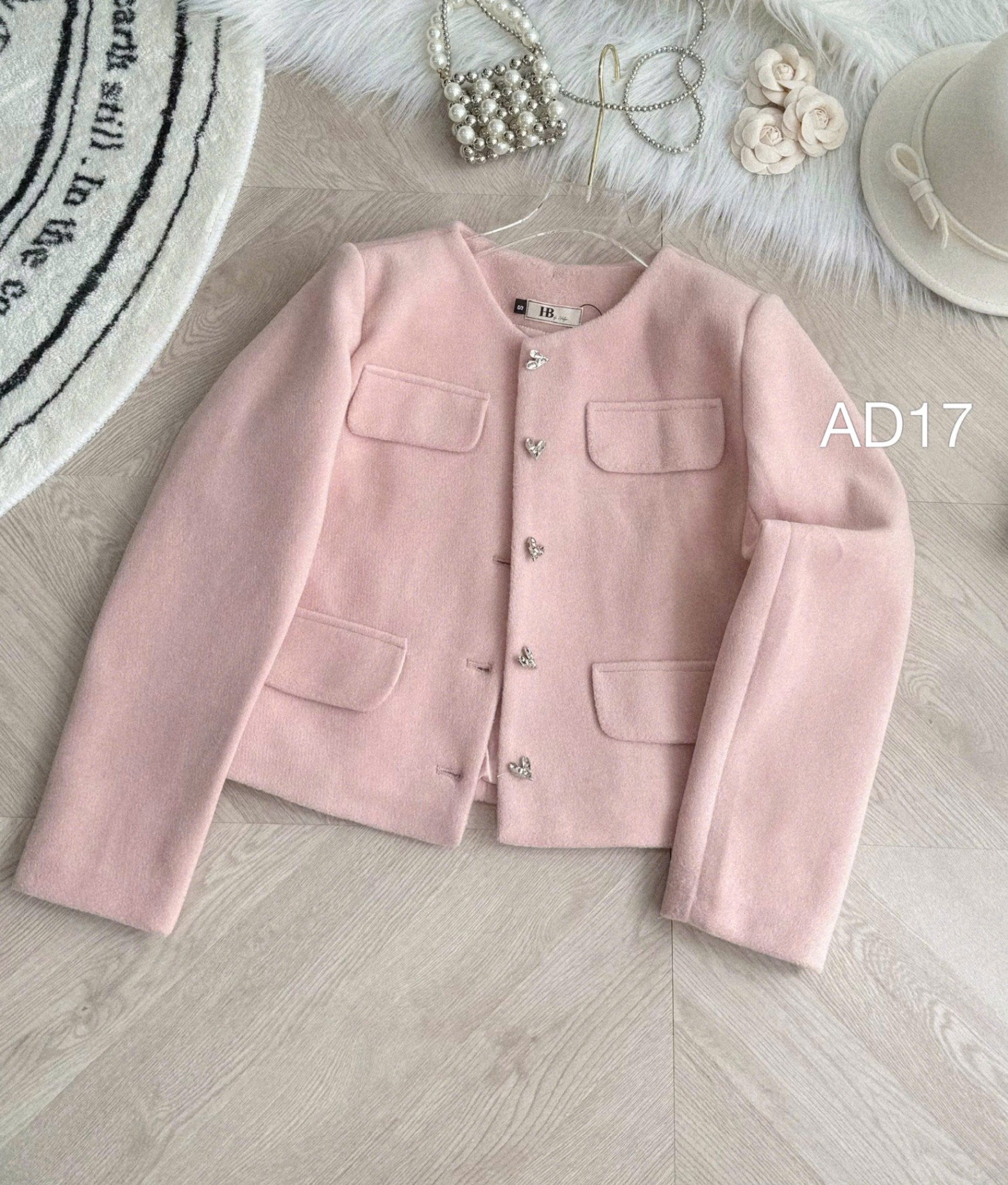 AD17 áo dạ lì khuy trái tim