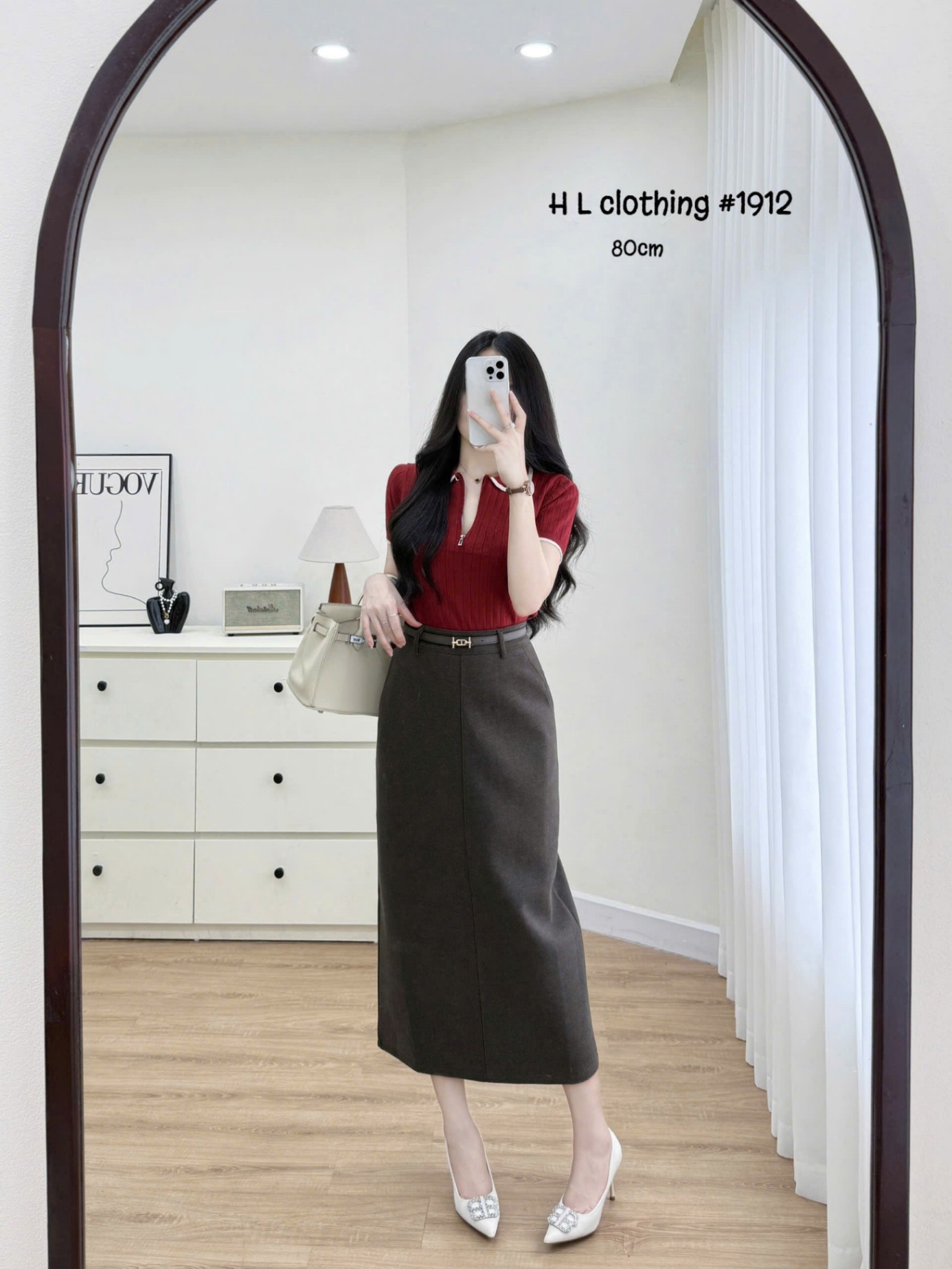 CV1912 Chân váy dài kèm đai dài 80cm